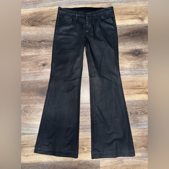 7 For All Mankind Denim - For All Mankind Womens High Rise Coated Slim Wide Leg Jeans Size 32 in Black🖤